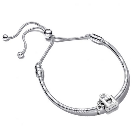 Pandora Open Heart Padlock And Key Bracelet Set