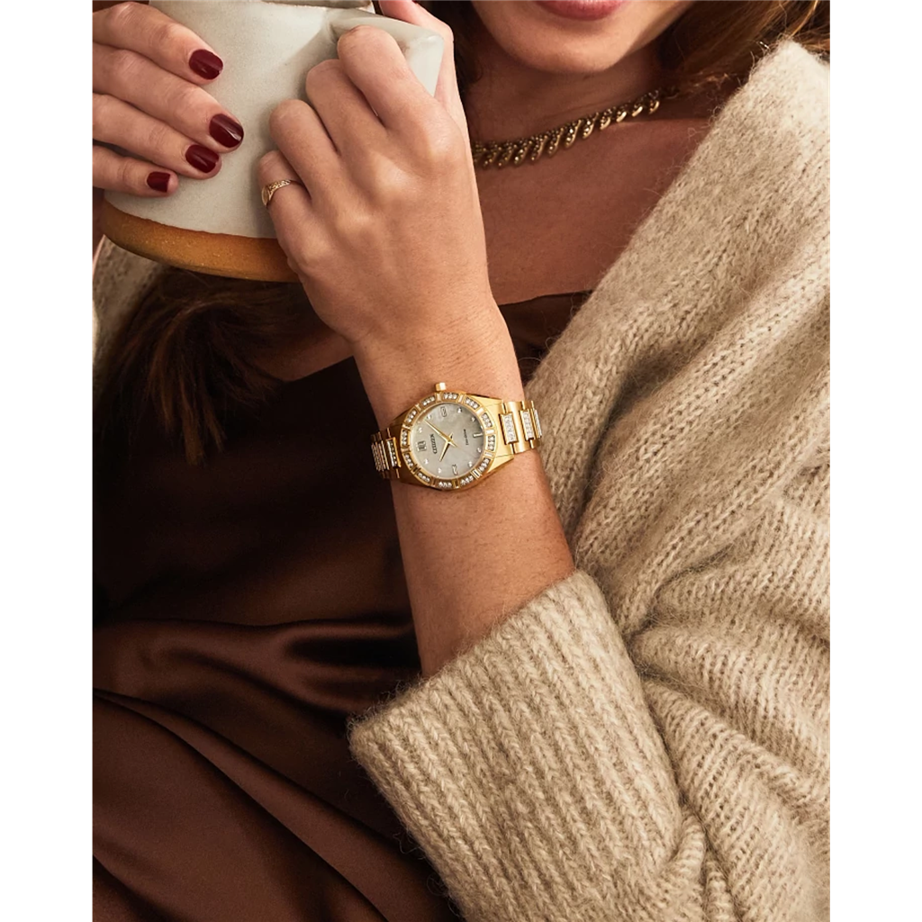 Citizen Ladies Eco-Drive Crystal Gold-Tone Bracelet Watch