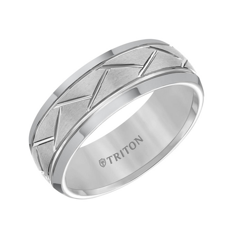 Triton Black Tungsten Carbide Domed Comfort Fit Band Size 9