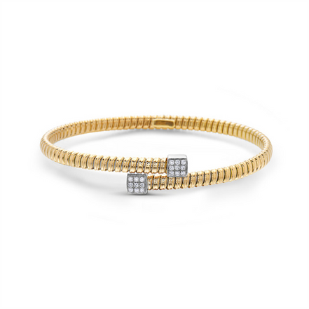Afarin 18K Two-Tone Gold 0.15 CTW Diamond Bypass Bangle Bracelet
