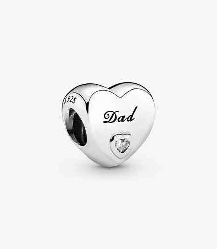 Pandora Moments Silver Dad Heart Charm