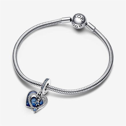Pandora Moments Celestial Shooting Star Heart Double Dangle Charm