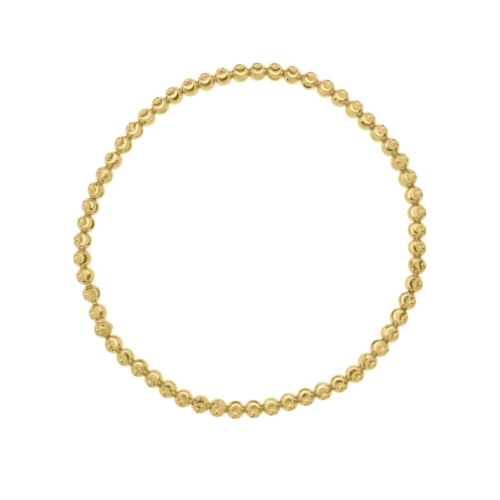 14K Yellow Gold Moon-Cut Bead Stretch Bracelet