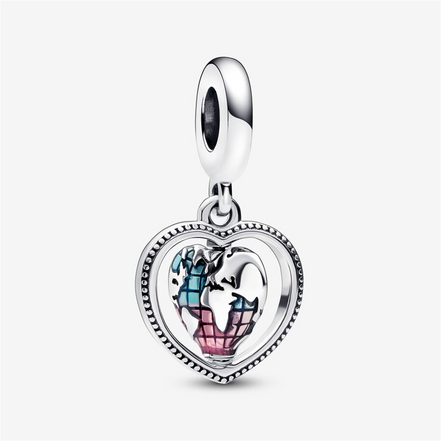 Pandora Moments Family Spinning Heart Globe Dangle Charm