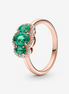 Pandora Timeless Green Three Stone Vintage Ring Size 6