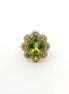 14K Yellow Gold Diamond And Peridot Flower Shaped Fashion Ring