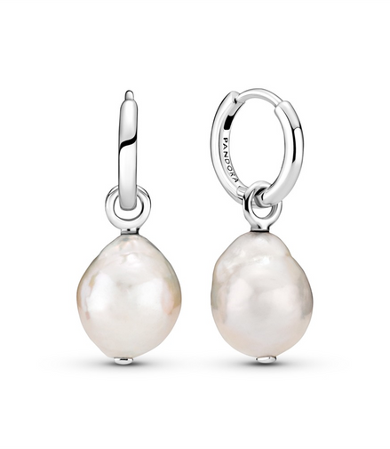 Pandora Essence Treated Freshwater Cultured Baroque Pearl Hoop Earrings