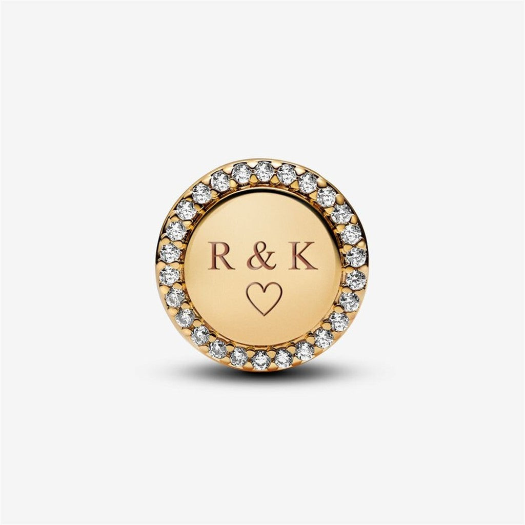 Pandora Moments Engravable Sparkling Button Charm