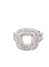 14K White Gold 1.54Ctw Double Halo 3 Row Shank Diamond Engagement Ring