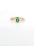 14K Yellow Gold And 0.35 Ct Oval Shaped Emerald Beaded Stackable Fashion Ring