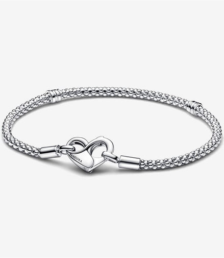 Pandora Moments Heart Clasp Studded Chain Bracelet Size 19
