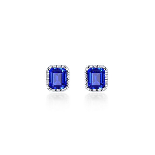 Lafonn 1.76 CTW Simulated Diamond And Lab Grown Sapphire September Birthstone Solitaire Stud Earrings