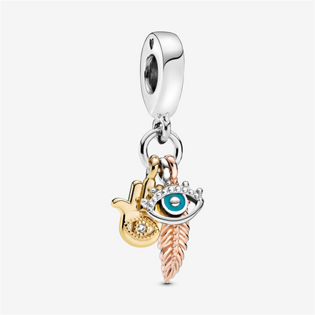 Pandora Moments Hamsa, All-seeing Eye & Feather Spirituality Dangle Charm