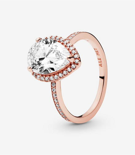 Pandora Timeless Sparkling Teardrop Halo Ring Size 4.5