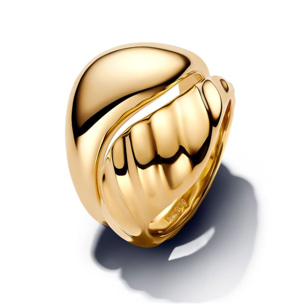 Pandora Essence Rippled Gold-Plated Stacking Rings Size 7