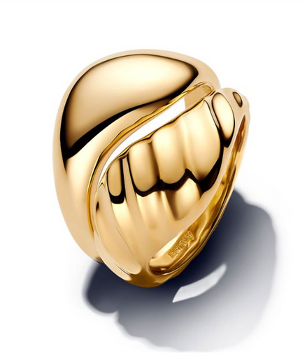 Pandora Essence Rippled Gold-Plated Stacking Rings Size 7