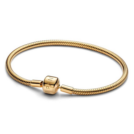Pandora Gold-Plated Barrel Clasp Snake Chain Bracelet Size 16