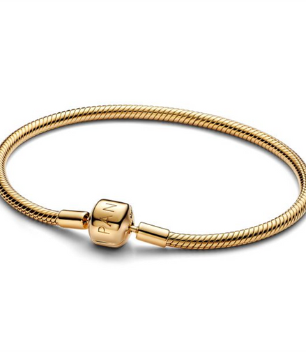 Pandora Gold-Plated Barrel Clasp Snake Chain Bracelet Size 16