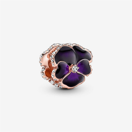 Pandora Moments Deep Purple Pansy Flower Charm
