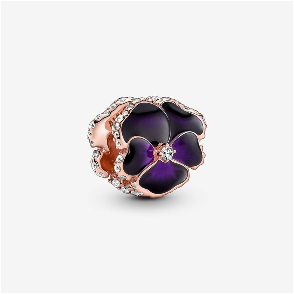 Pandora Moments Deep Purple Pansy Flower Charm