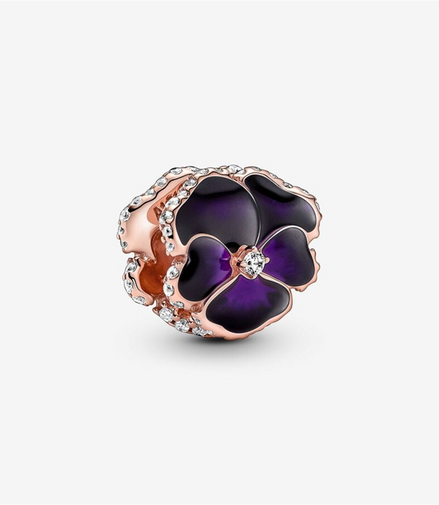 Pandora Moments Deep Purple Pansy Flower Charm