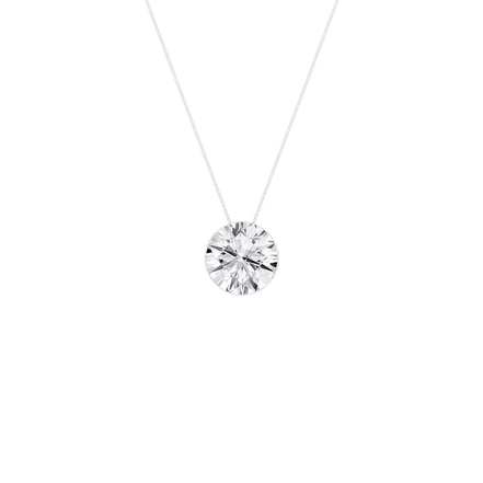 14K White Gold 1.50 CTW Lab Grown Diamond Seamless Round Solitaire Pendant Necklace