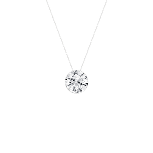 14K White Gold 1.50 CTW Lab Grown Diamond Seamless Round Solitaire Pendant Necklace