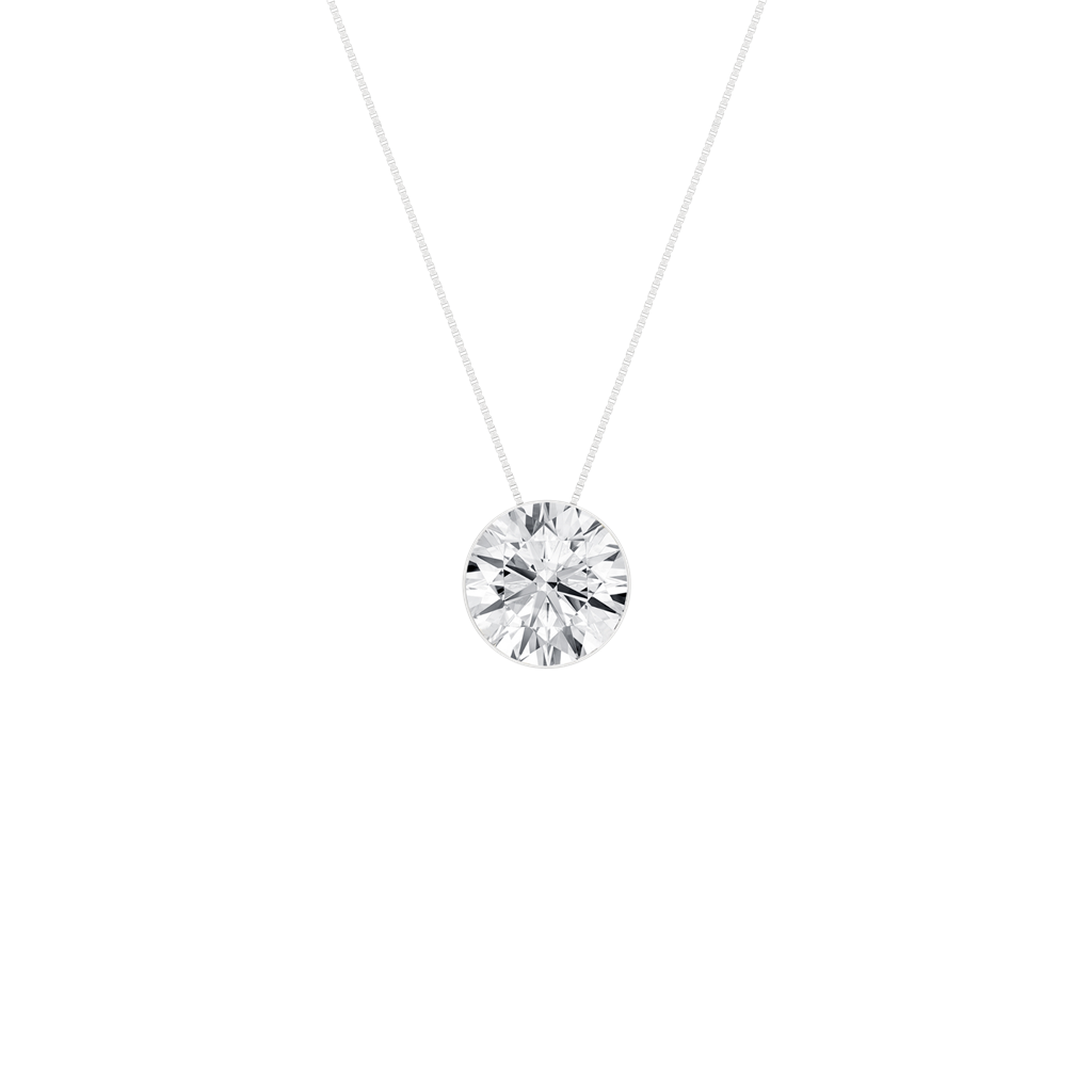 14K White Gold 1.50 CTW Lab Grown Diamond Seamless Round Solitaire Pendant Necklace