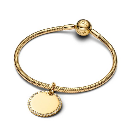 Pandora Engravable Round Tag Gold-Plated Pendant