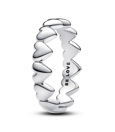 Pandora Moments Row of Hearts Ring Size 4.5