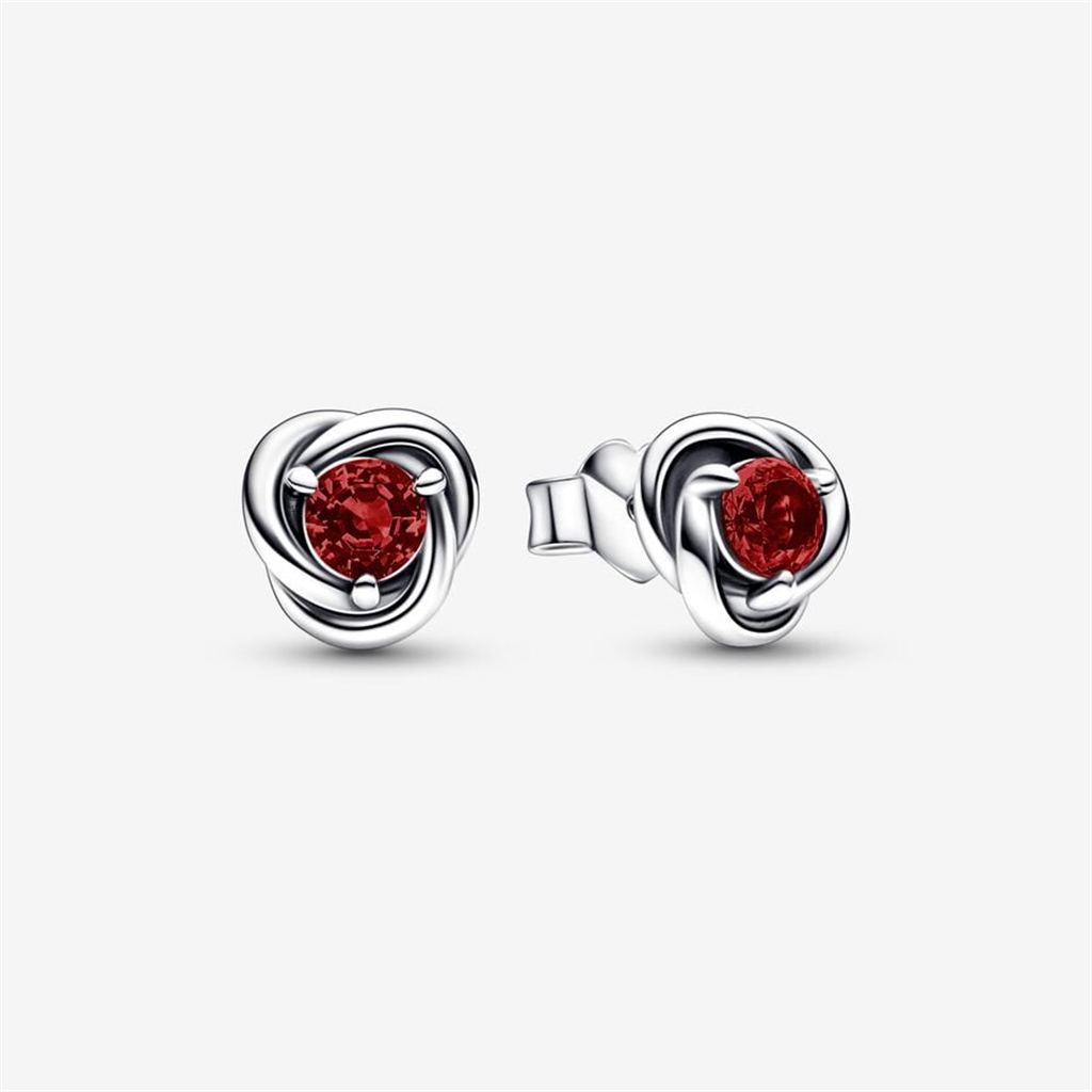 Pandora Moments January Red Eternity Circle Stud Earrings