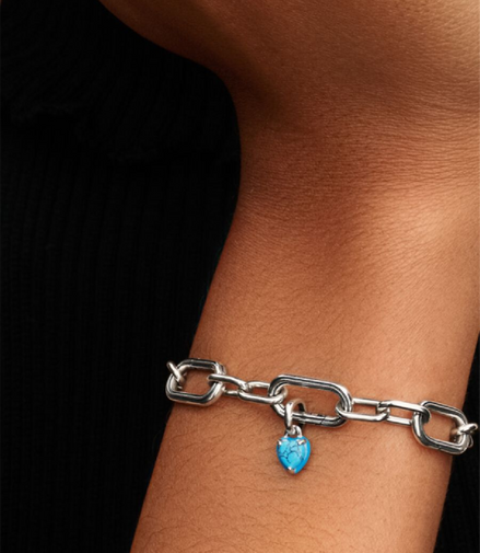Pandora Turquoise-colored Heart Mini Dangle Charm