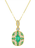 Oro Alexander 14K Yellow Gold Diamond And Emerald Art Deco Necklace