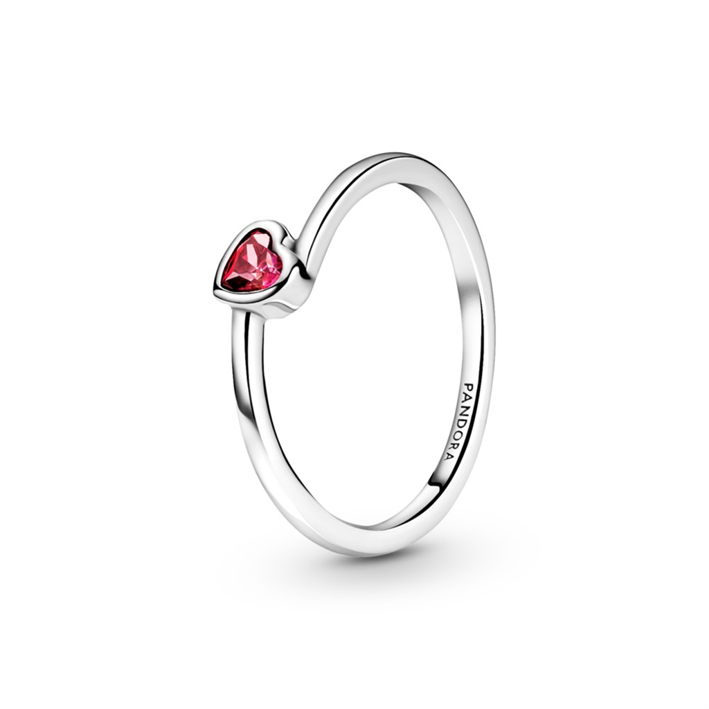 Pandora Moments Red Tilted Heart Solitaire Ring Size 7