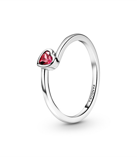 Pandora Moments Red Tilted Heart Solitaire Ring Size 7
