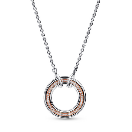 Pandora Signature Two Tone Logo And Pavé Necklace