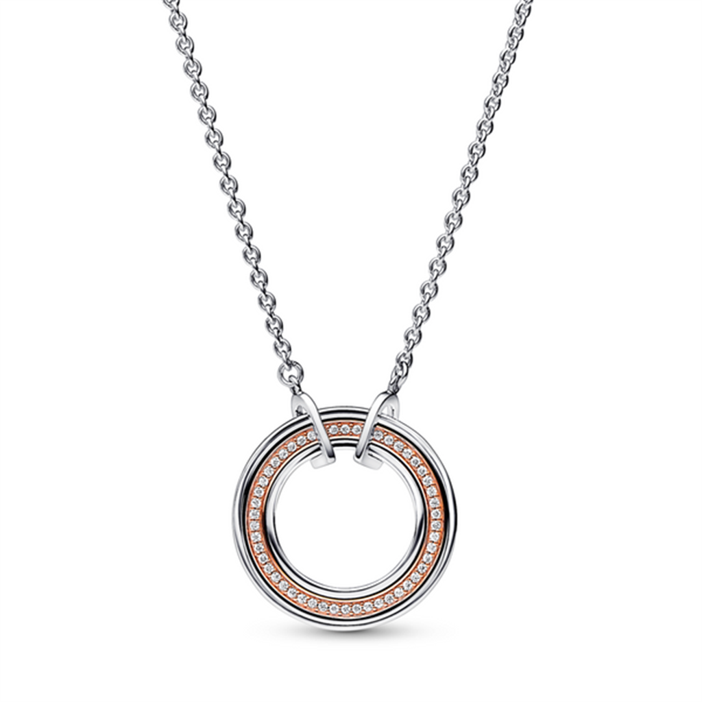 Pandora Signature Two Tone Logo And Pavé Necklace