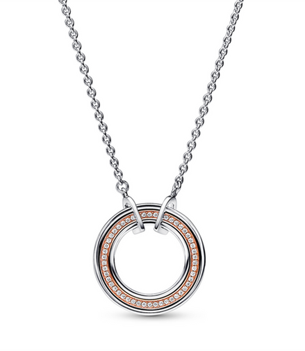 Pandora Signature Two Tone Logo And Pavé Necklace