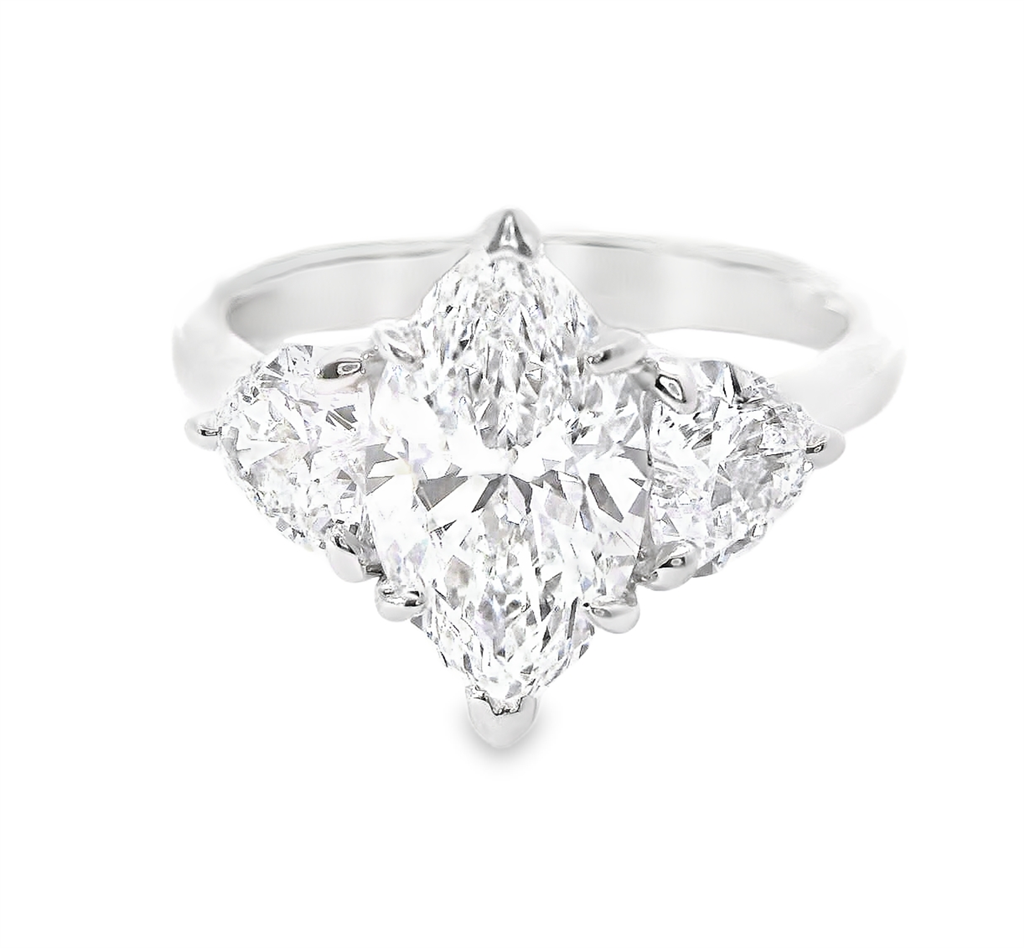 Revelation Platinum 3 CTW Lab Grown Marquise Shaped 3 Stone Engagement Ring