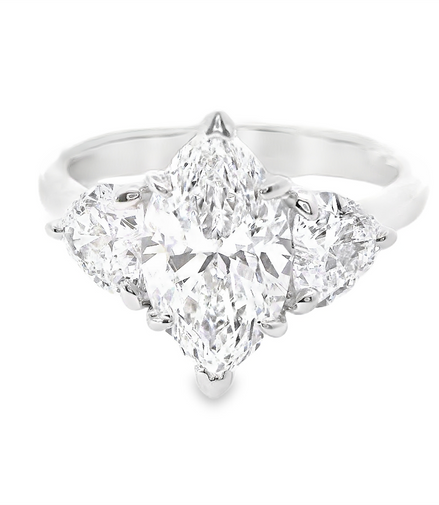Revelation Platinum 3 CTW Lab Grown Marquise Shaped 3 Stone Engagement Ring
