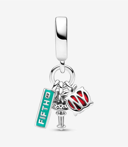 Pandora Moments NYC Apple, Torch And Street Sign Triple Dangle Charm