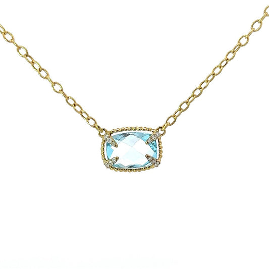 Raymond Mazza 14K Yellow Gold And Blue Topaz Necklace