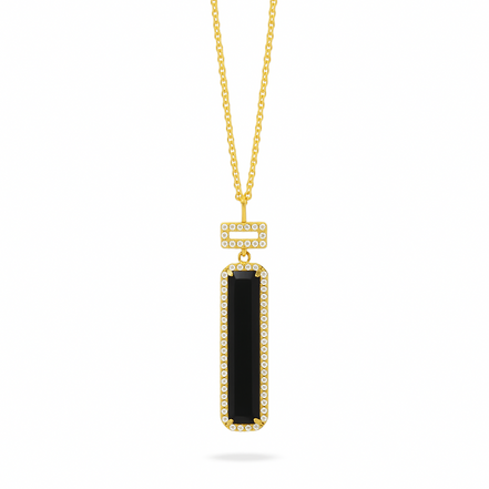Gatsby Diamond And Black Onyx Drop Pendant Necklace