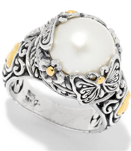 Samuel B Sterling Silver And 18K Gold Boreno White Mabe Pearl Ring