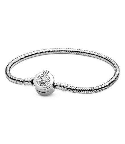 Pandora Moments Sparkling Crown O Snake Chain Bracelet Size 19