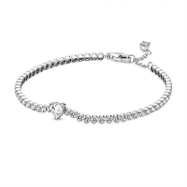 Pandora Sparkling Heart Tennis Bracelet Size 20
