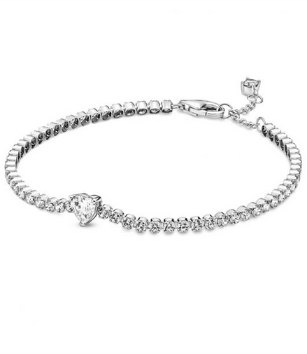 Pandora Sparkling Heart Tennis Bracelet Size 20