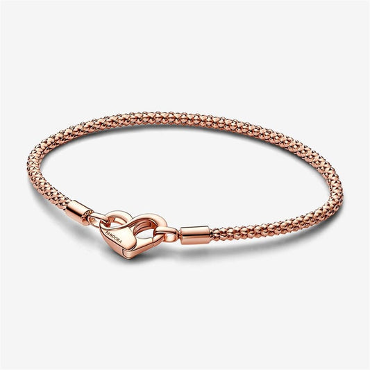 Pandora Moments Iconic Heart Clasp Studded Chain Bracelet Size 18
