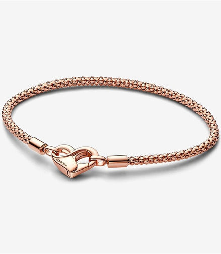 Pandora Moments Iconic Heart Clasp Studded Chain Bracelet Size 18