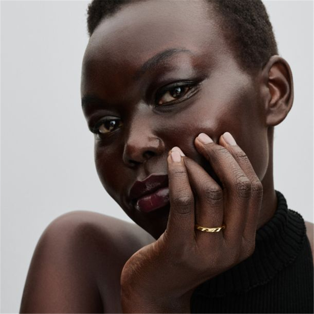 Pandora Essence Rippled Band Gold-Plated Ring Size 7.5